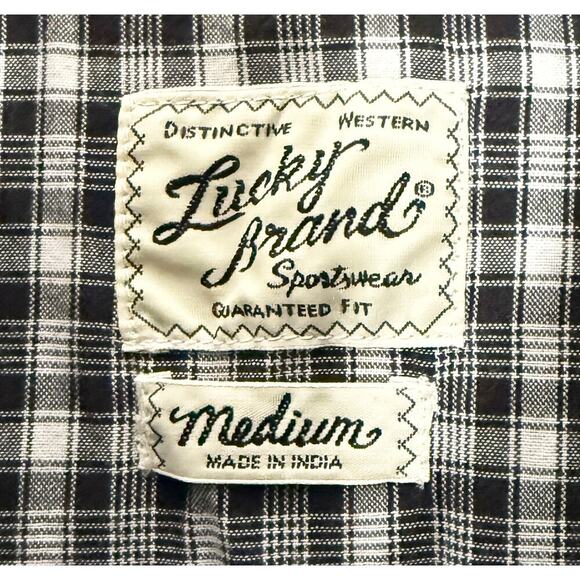 Vintage Lucky Brand Sportswear Mens Snap Front Button Shirt Cotton Plaid Western - Picture 5 of 8